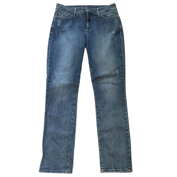 NYDJ NOT YOUR DAUGHTERS JEANS Boyfriend Straight Leg Distressed Denim EUC 6 - Picture 1 of 8